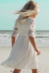 SS Girl's Dress Celine Dress (soft white swiss dot) FINAL SALE