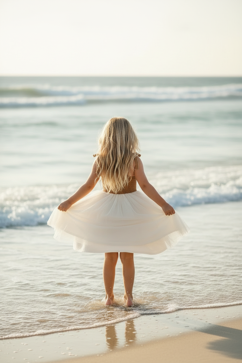 SS Girl's Dress Jodi Twirl (two-tone mocha tulle)