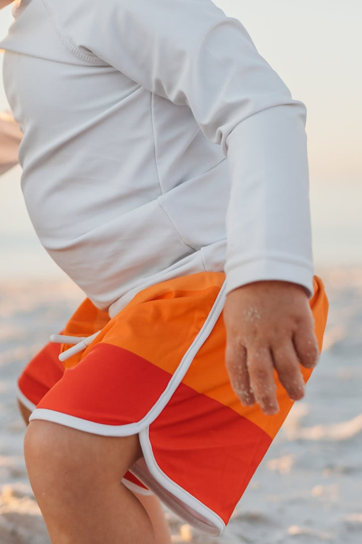 LB Boy's Swim Board Shorts (spice ombre stripe) FINAL SALE