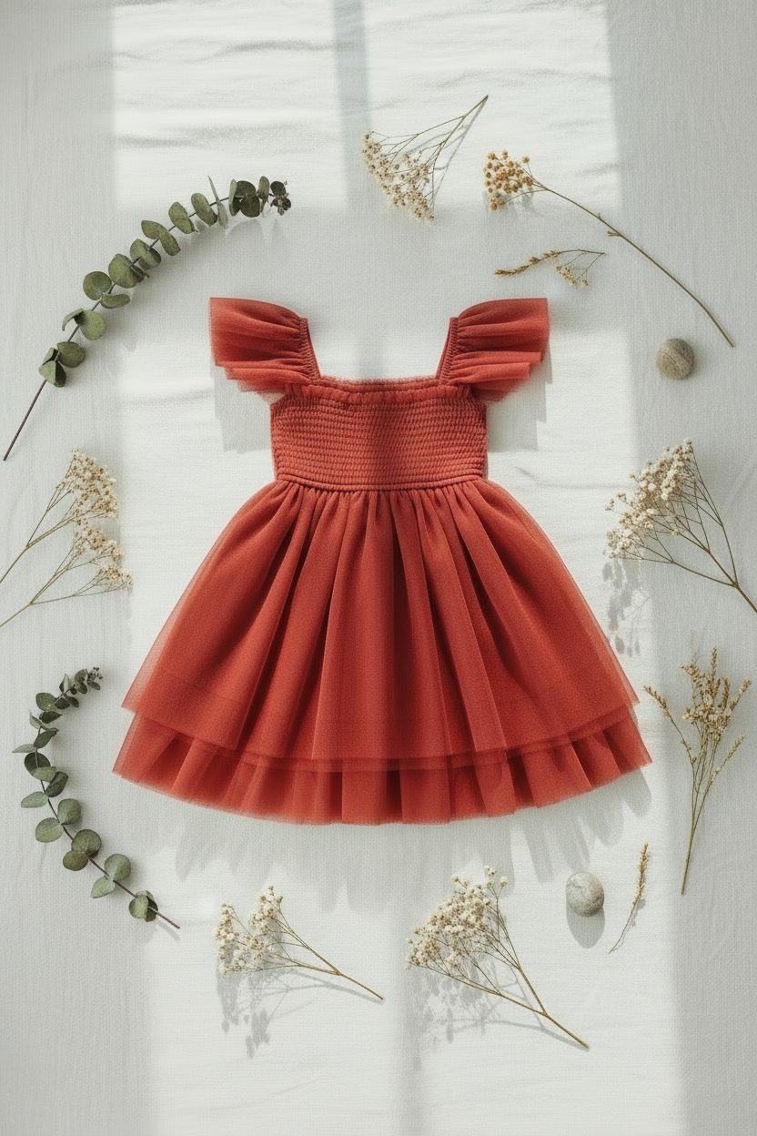 SS Girl's Dress Juliet Dress (venetian red tulle)