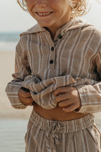 SS Boy's Bottoms Knox Shorts (mocha stripe linen)