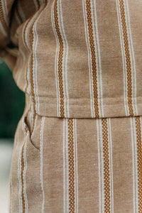 SS Boy's Top Knox Hoodie (mocha stripe linen)