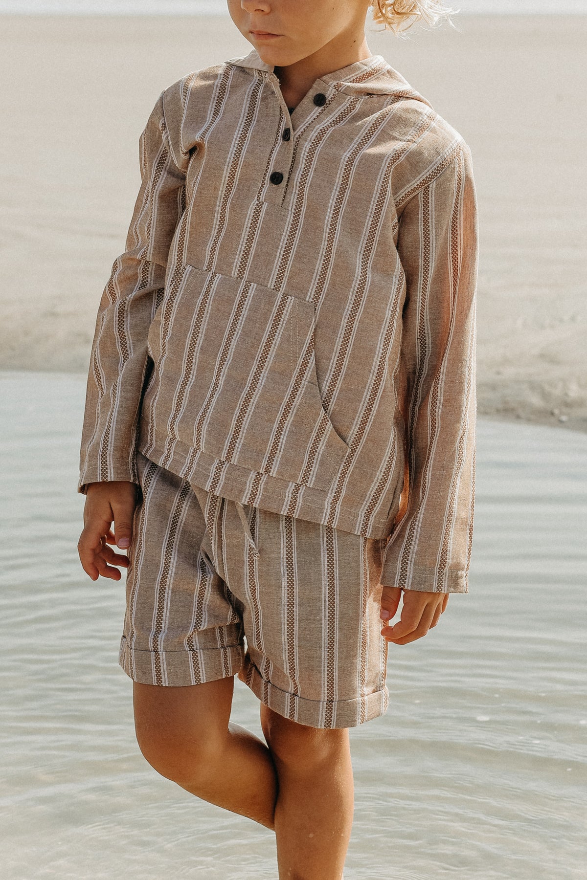 SS Boy's Bottoms Knox Shorts (mocha stripe linen)