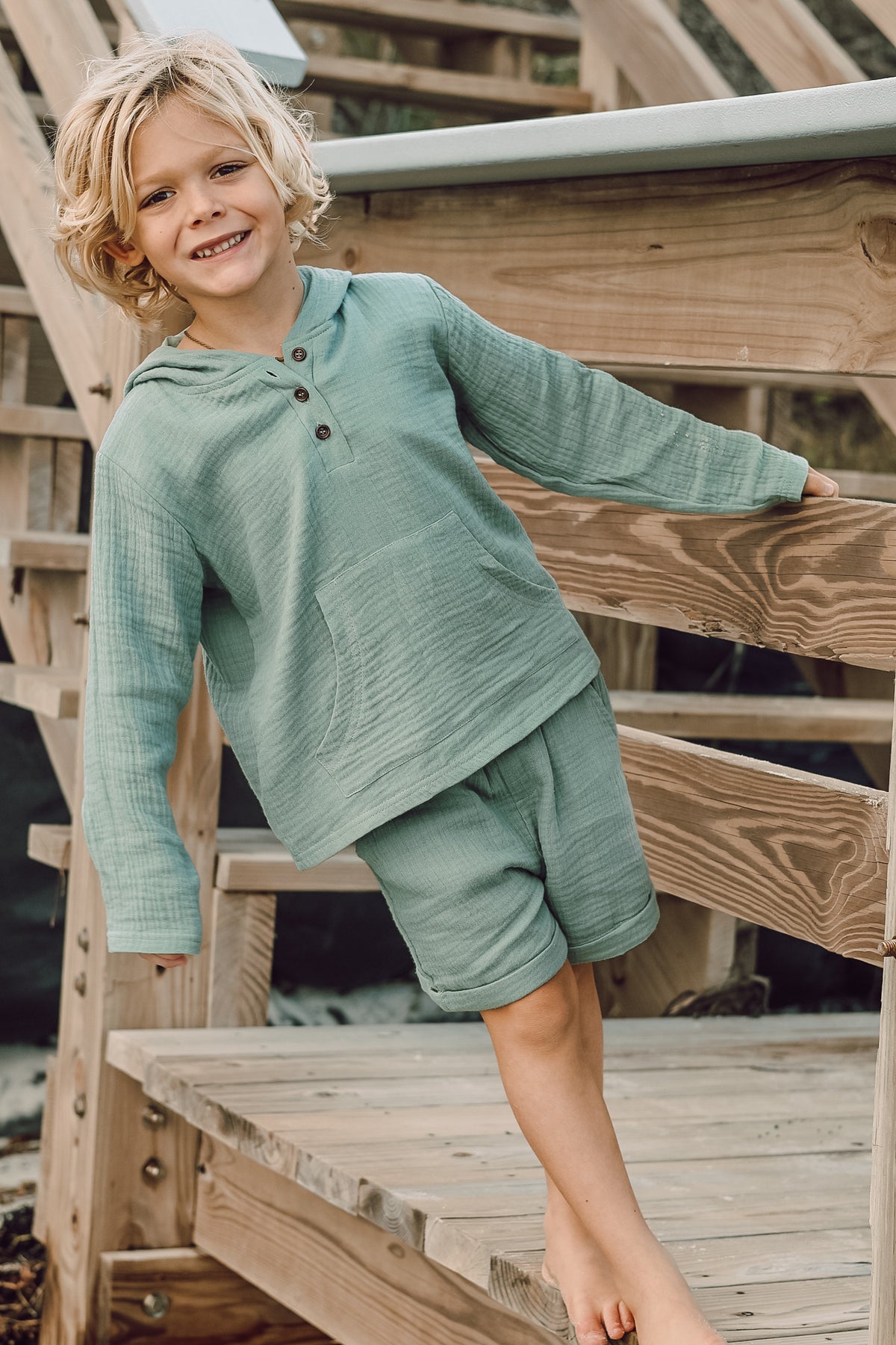 SS Boy's Bottoms Knox Shorts (soft teal muslin)