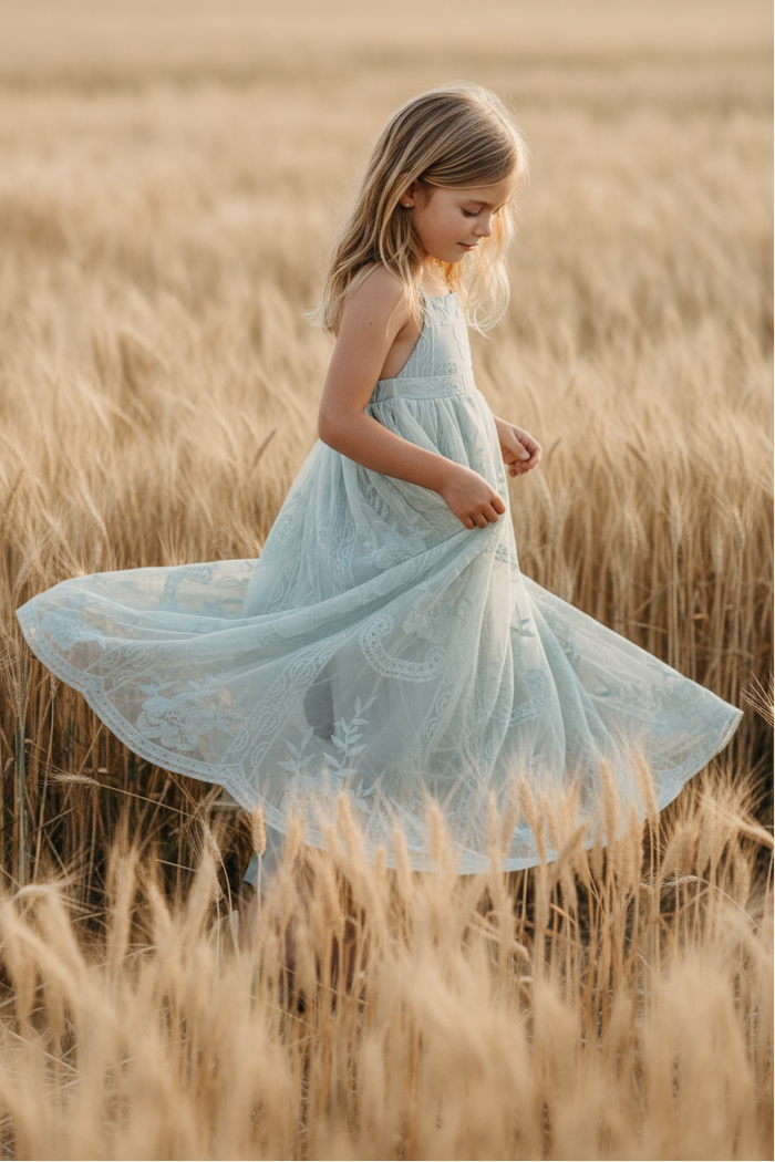 SS Girl's Dress Madeline Lace Dress (airy blue)