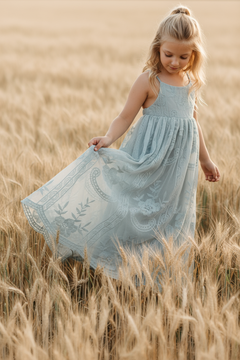 SS Girl's Dress Madeline Lace Dress (airy blue)