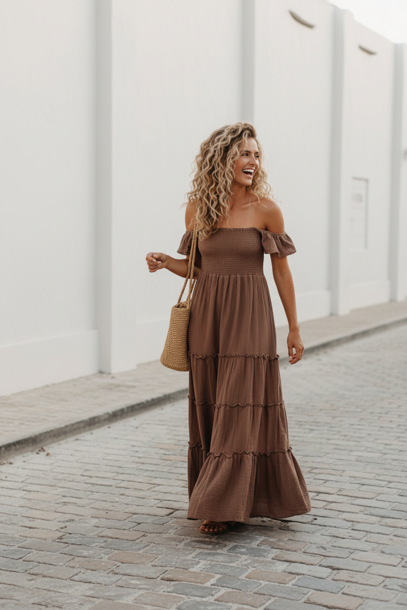 SS Women's Dress Women's Marabella Dress (mocha muslin)