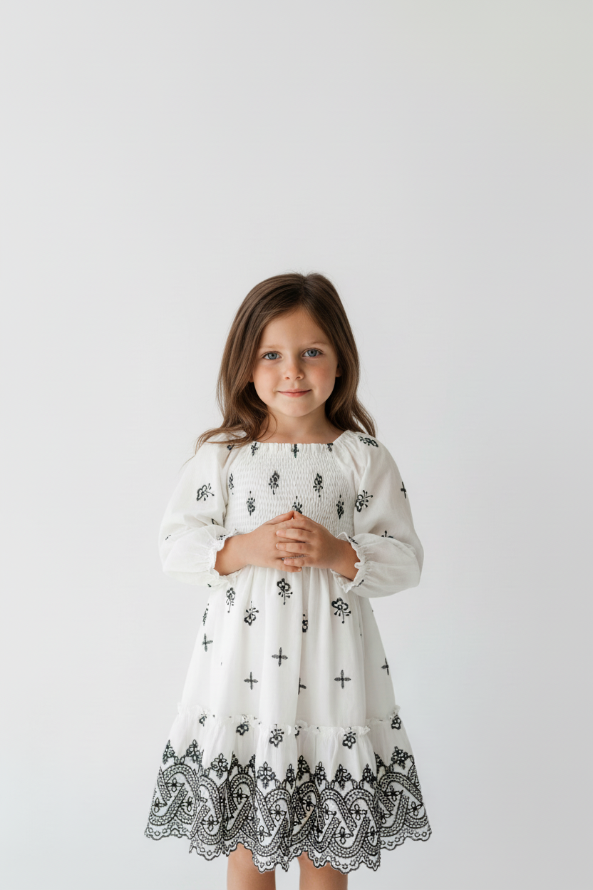 SS Girl's Dress Mira Dress (embroidered diamond)
