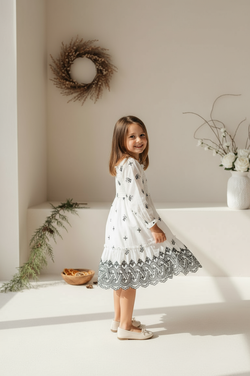 SS Girl's Dress Mira Dress (embroidered diamond)