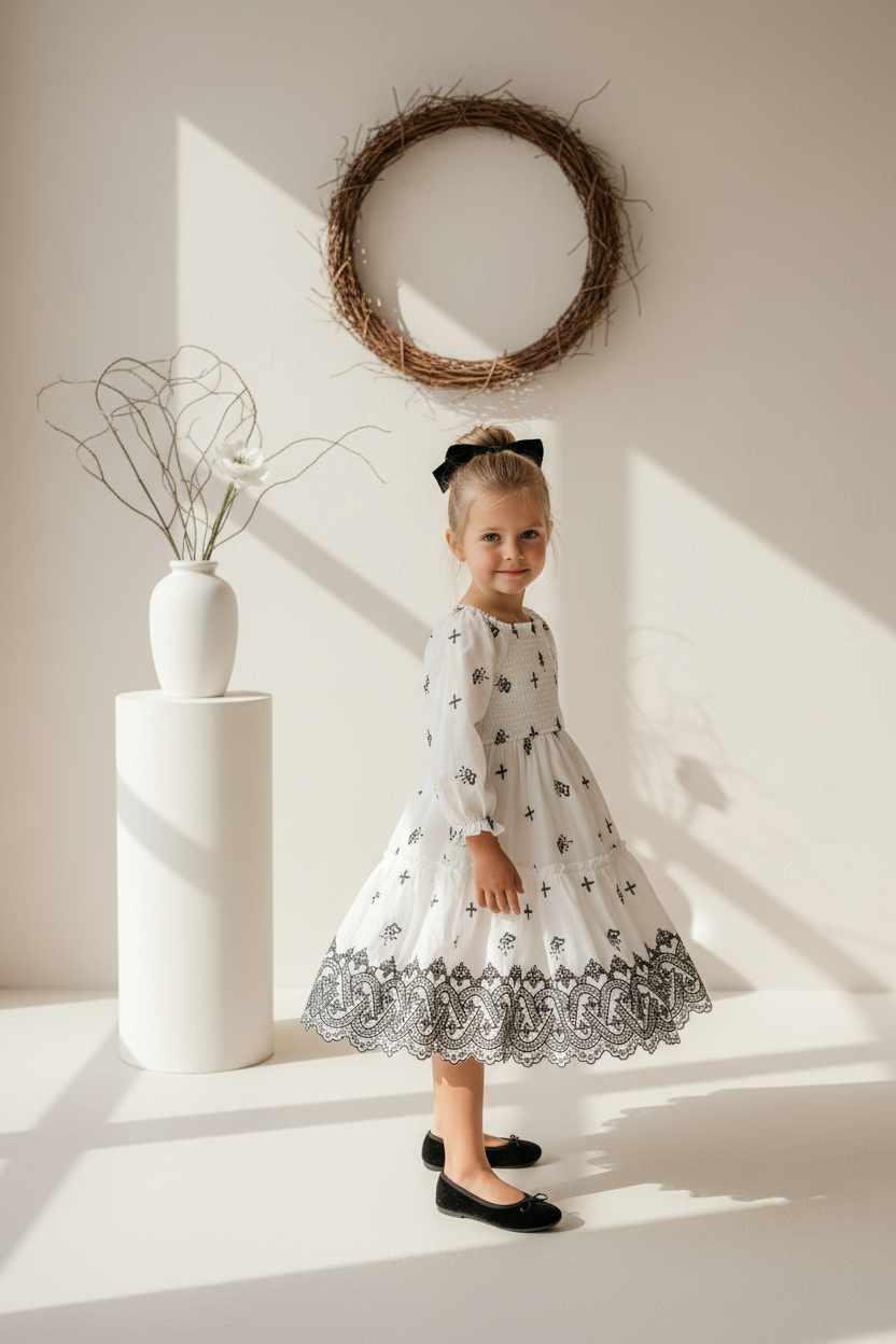 SS Girl's Dress Mira Dress (embroidered diamond)