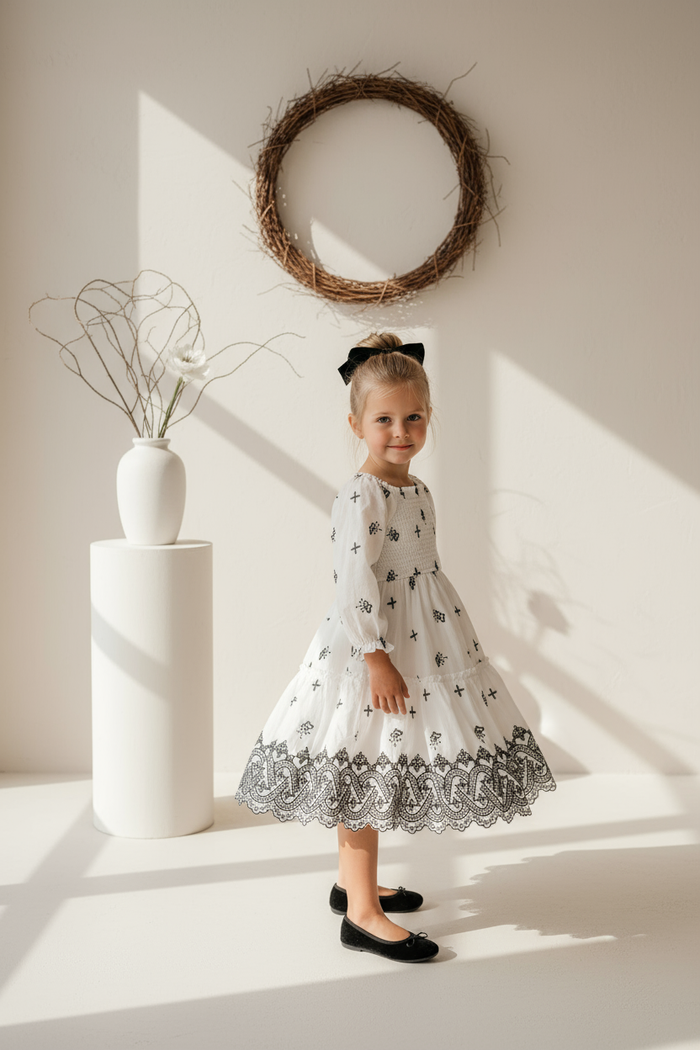 SS Girl's Dress Mira Dress (embroidered diamond)