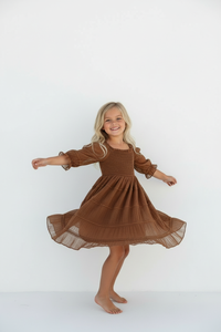 SS Girl's Dress Karina Dress (mocha chiffon)