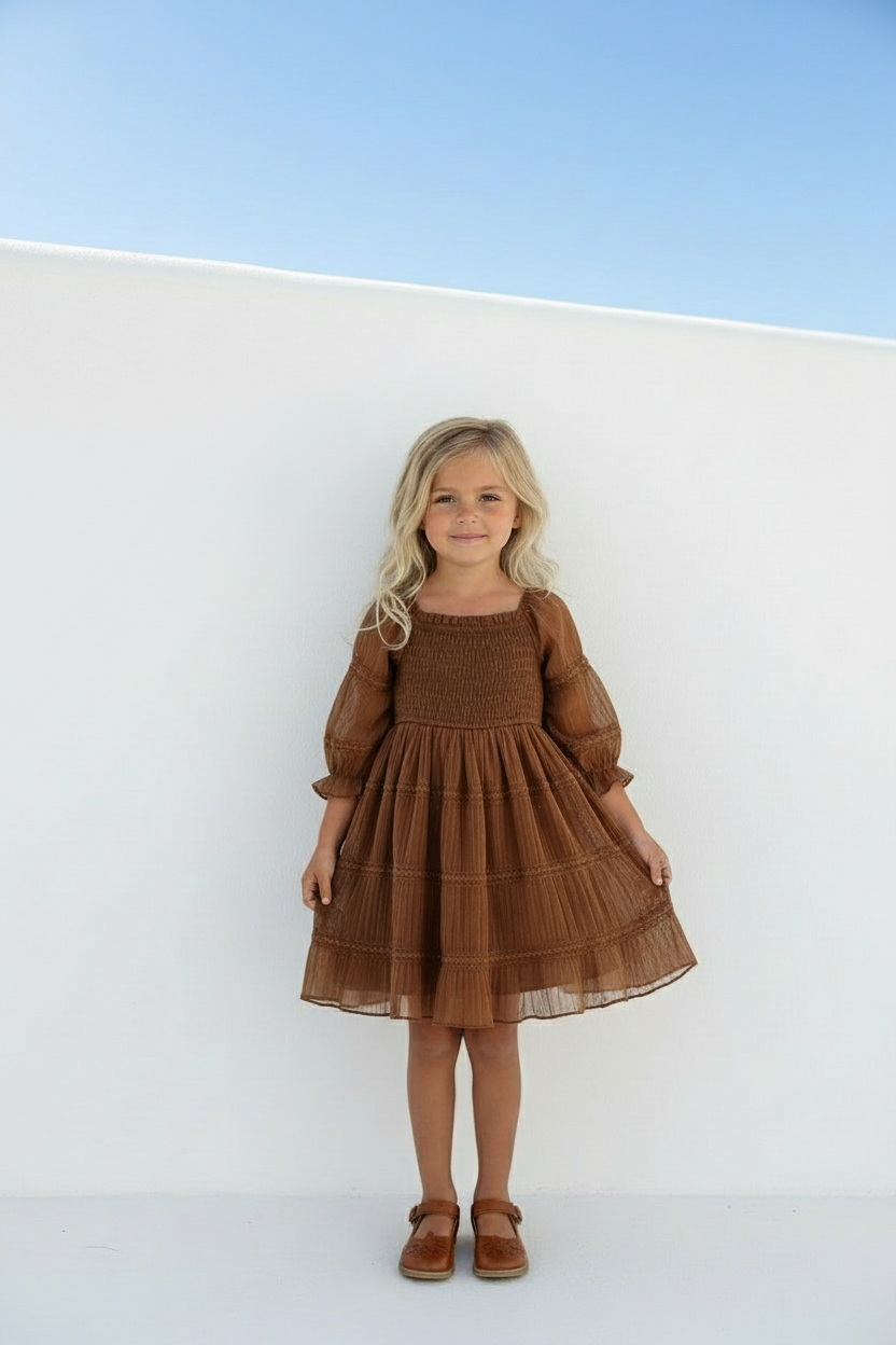 SS Girl's Dress Karina Dress (mocha chiffon)