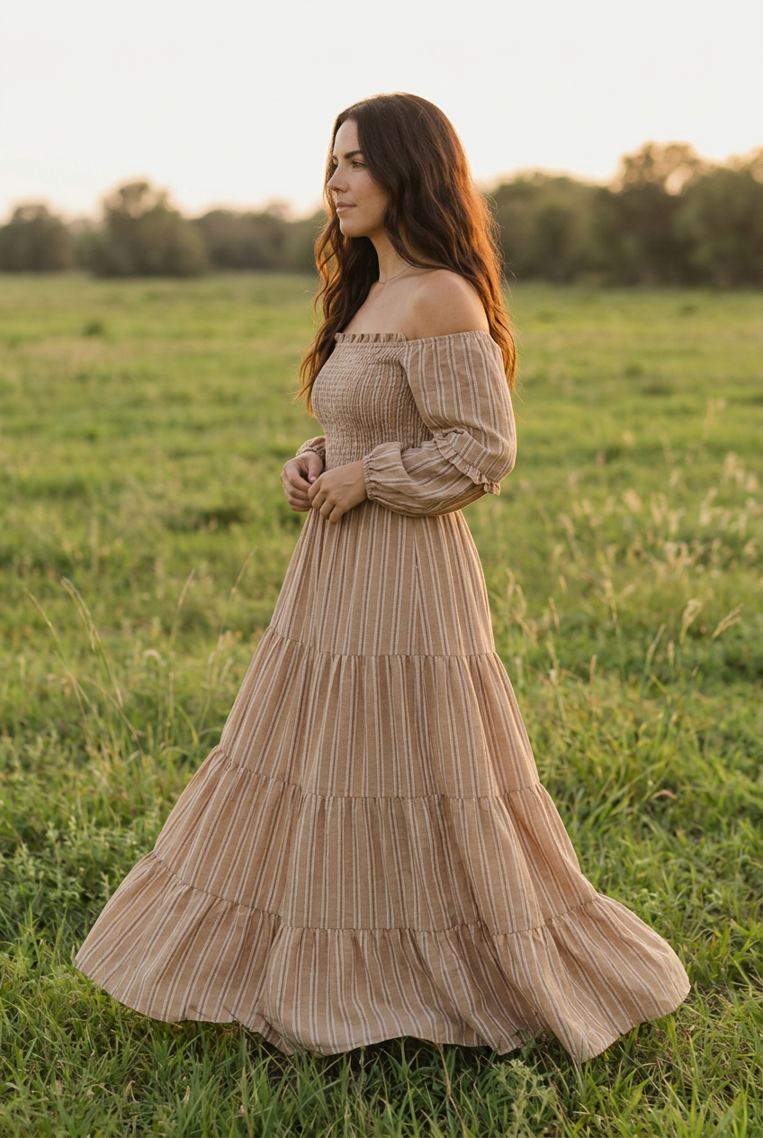 SS Women's Dress Women's Pippa Maxi (mocha stripe)