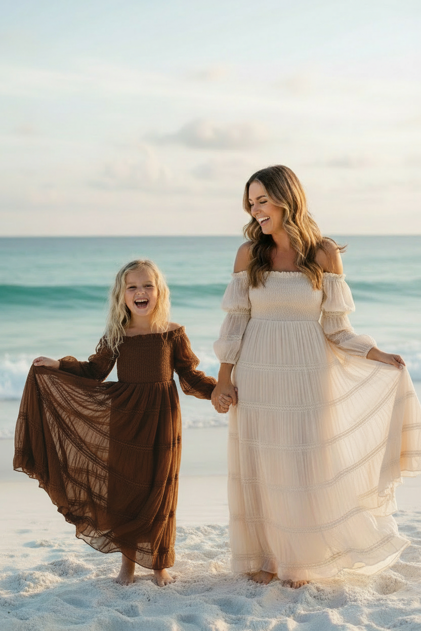 SS Girl's Dress Pippa Maxi (mocha chiffon)