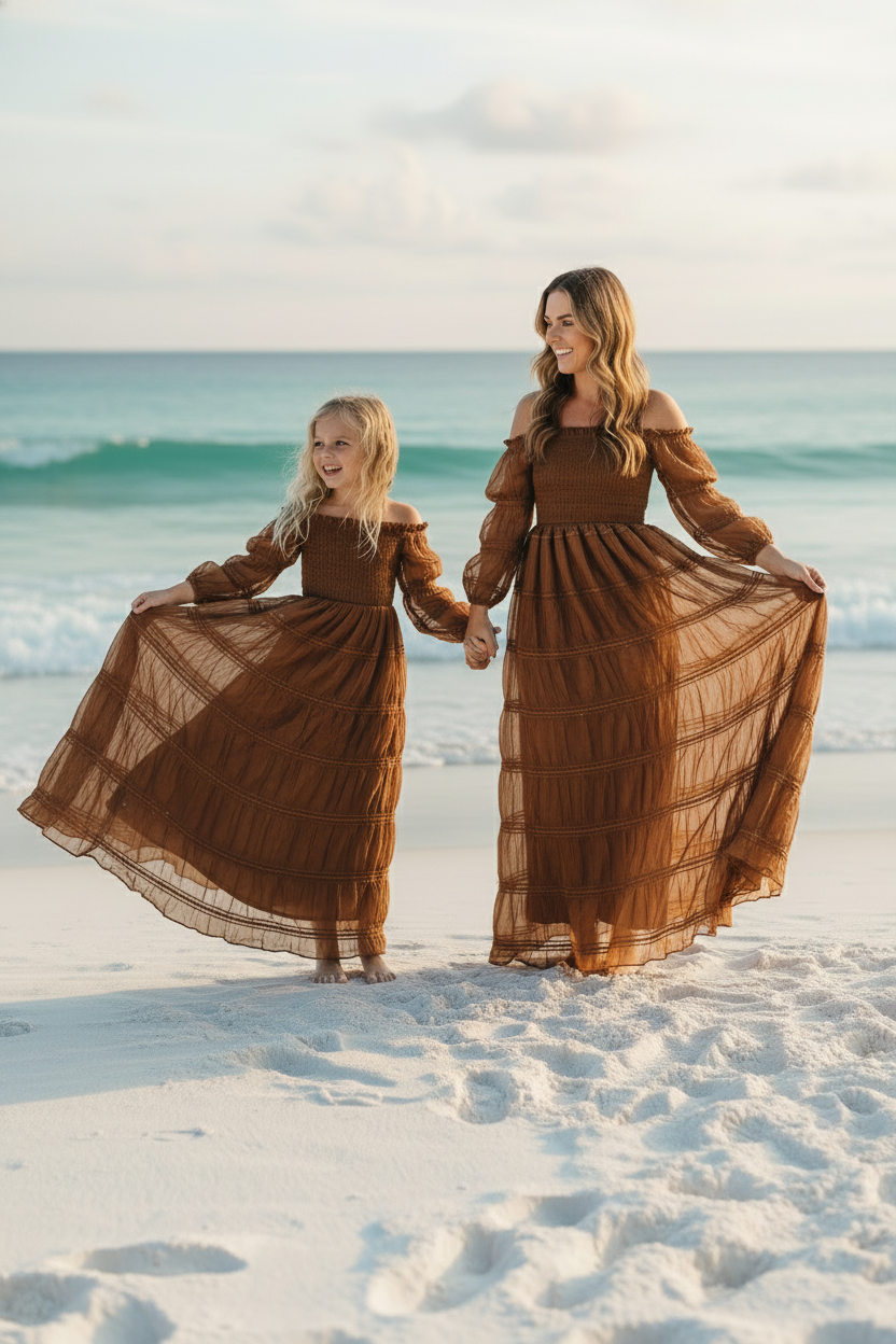 SS Girl's Dress Pippa Maxi (mocha chiffon)