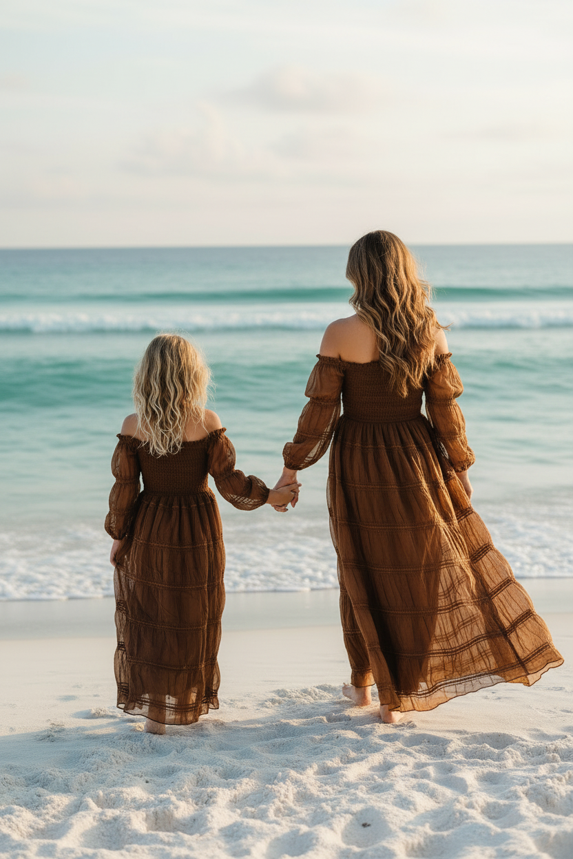 SS Girl's Dress Pippa Maxi (mocha chiffon)