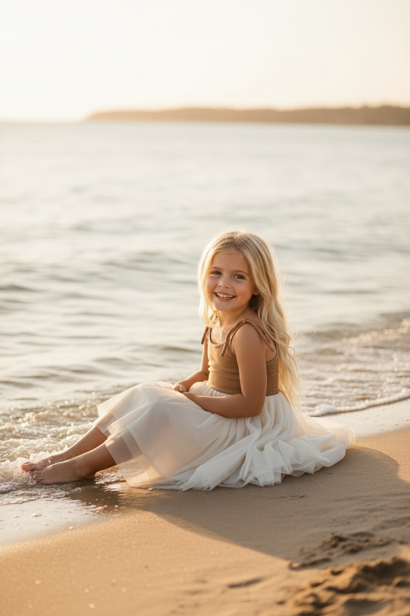 SS Girl's Dress Jodi Twirl (two-tone mocha tulle)