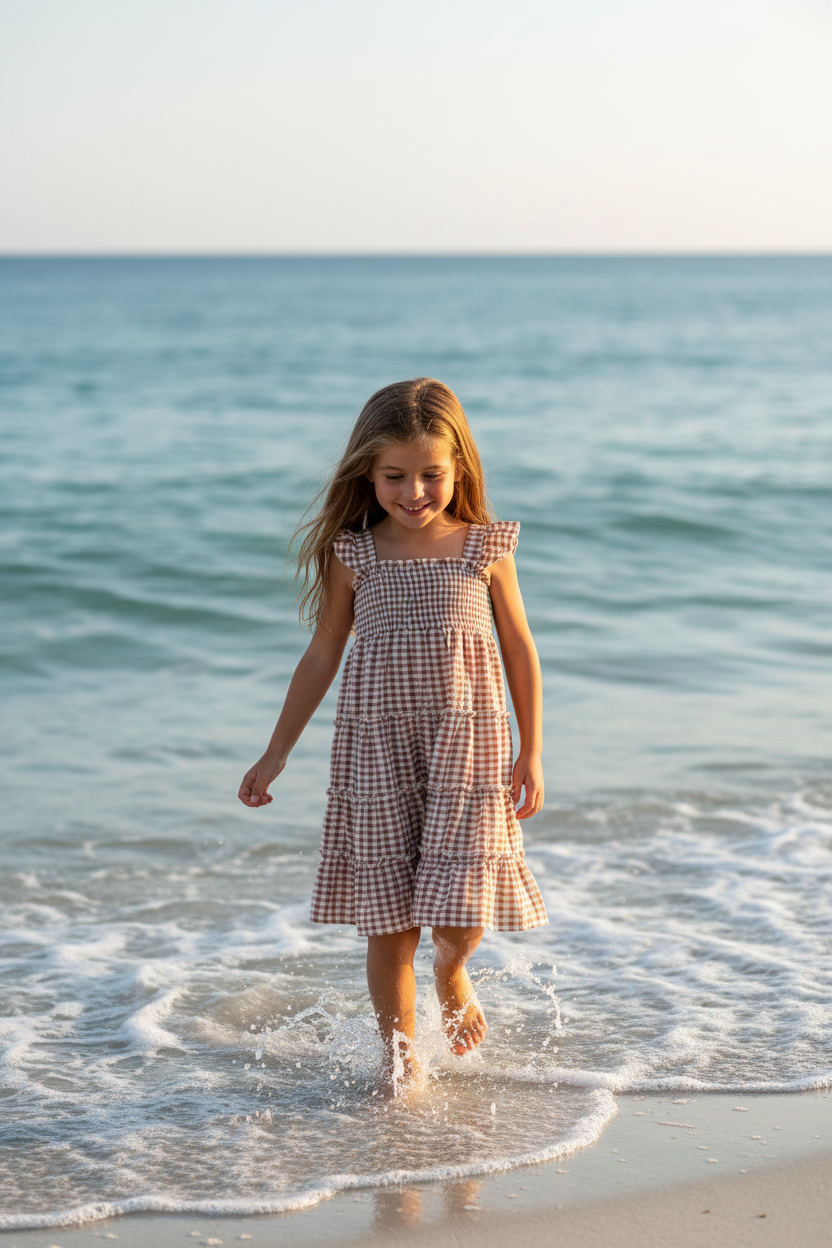 SS Girl's Dress Pia Dress (brown gingham)