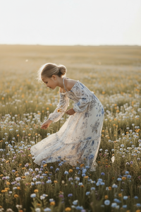 SS Girl's Dress Pippa Maxi (floral blue chiffon)