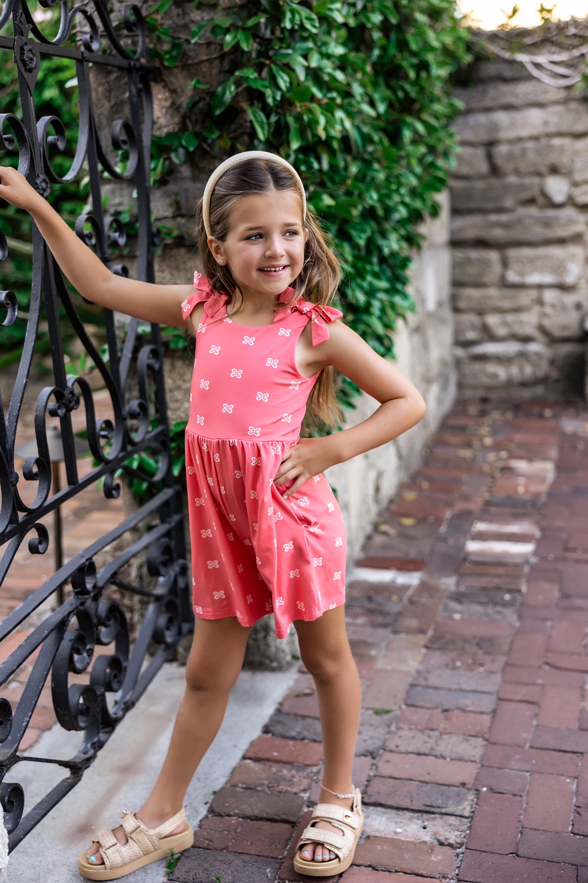 LB Girl's Romper Rita Shortie Romper (pink butterfly) FINAL SALE