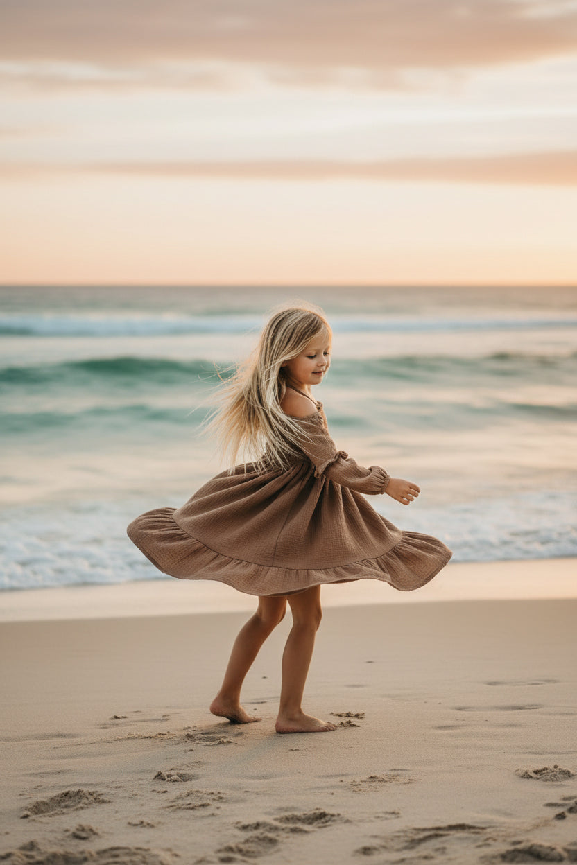 SS Girl's Dress Pippa Dress (mocha muslin)