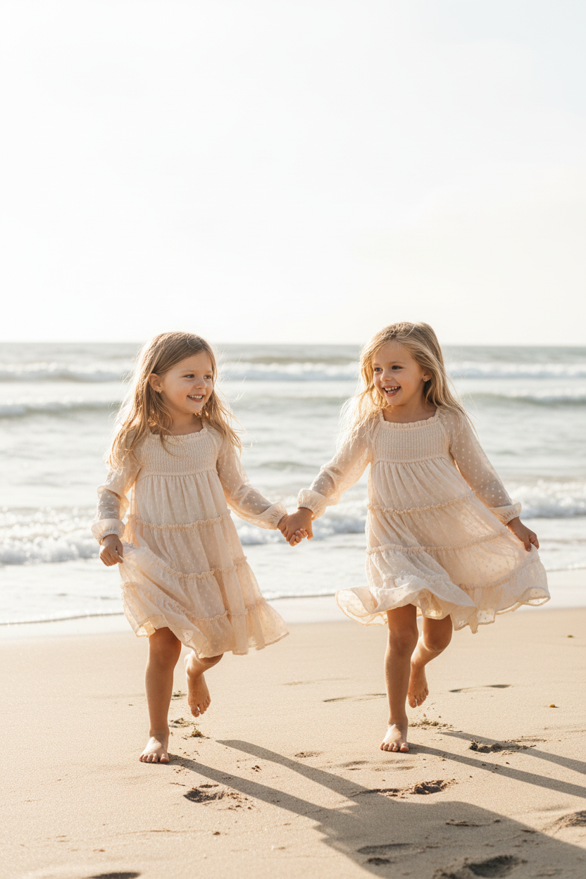 SS Girl's Dress Nora Dress (natural swiss dot)