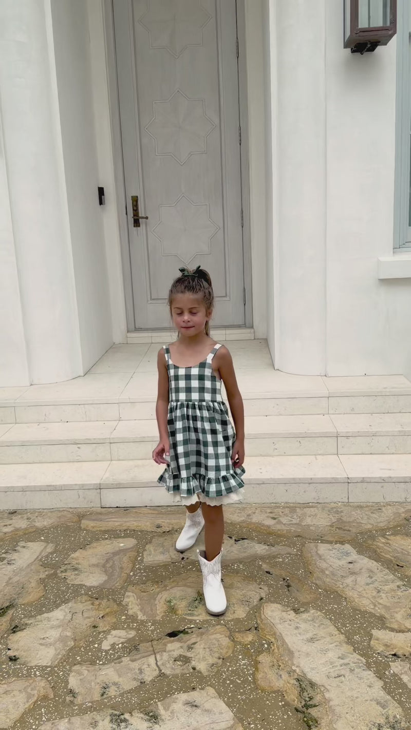SS Girl's Dress Tilly Pocket Dress (forest checkered)