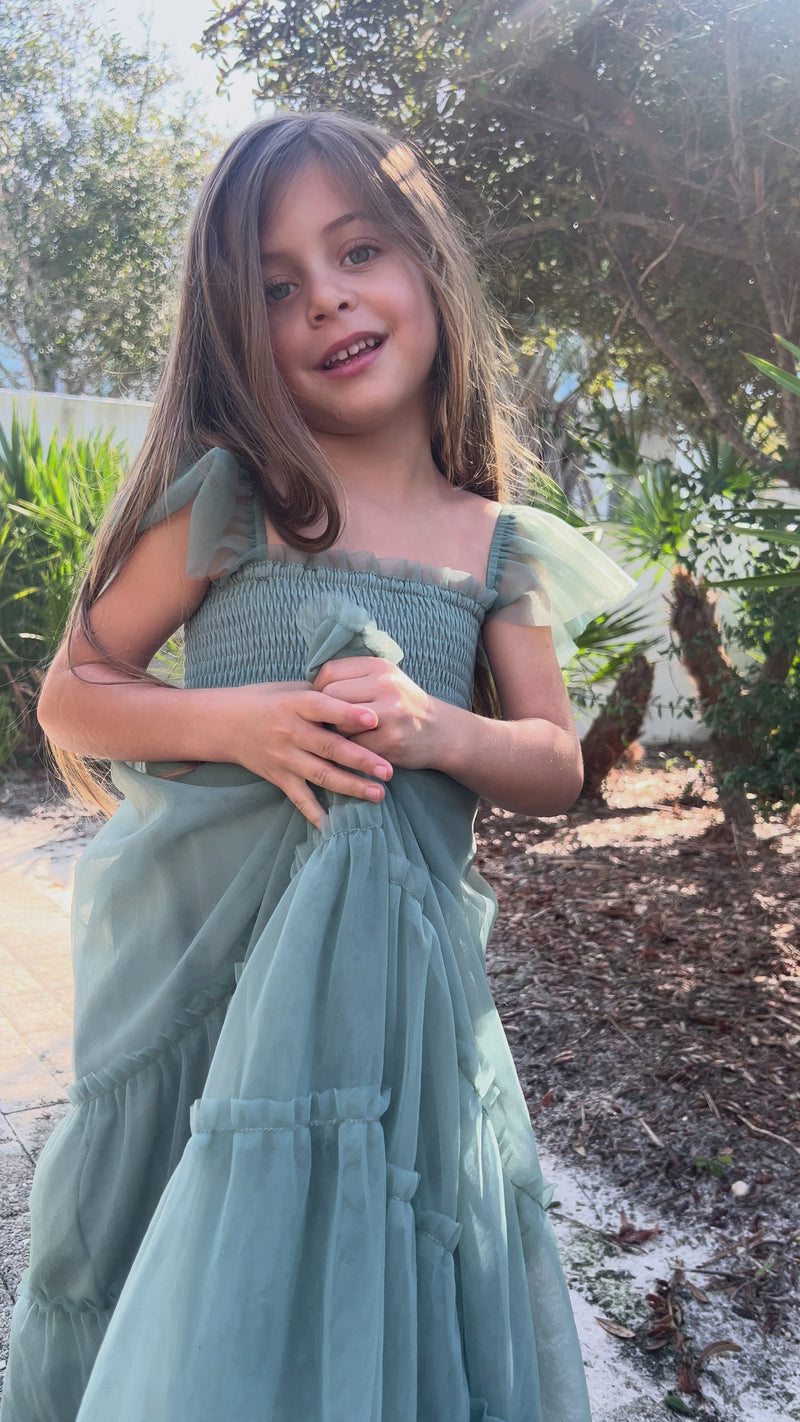 SS Girl's Dress Marabella Dress (soft teal tulle)