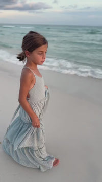 SS Girls Wendy Dress Blue Swiss Dot
