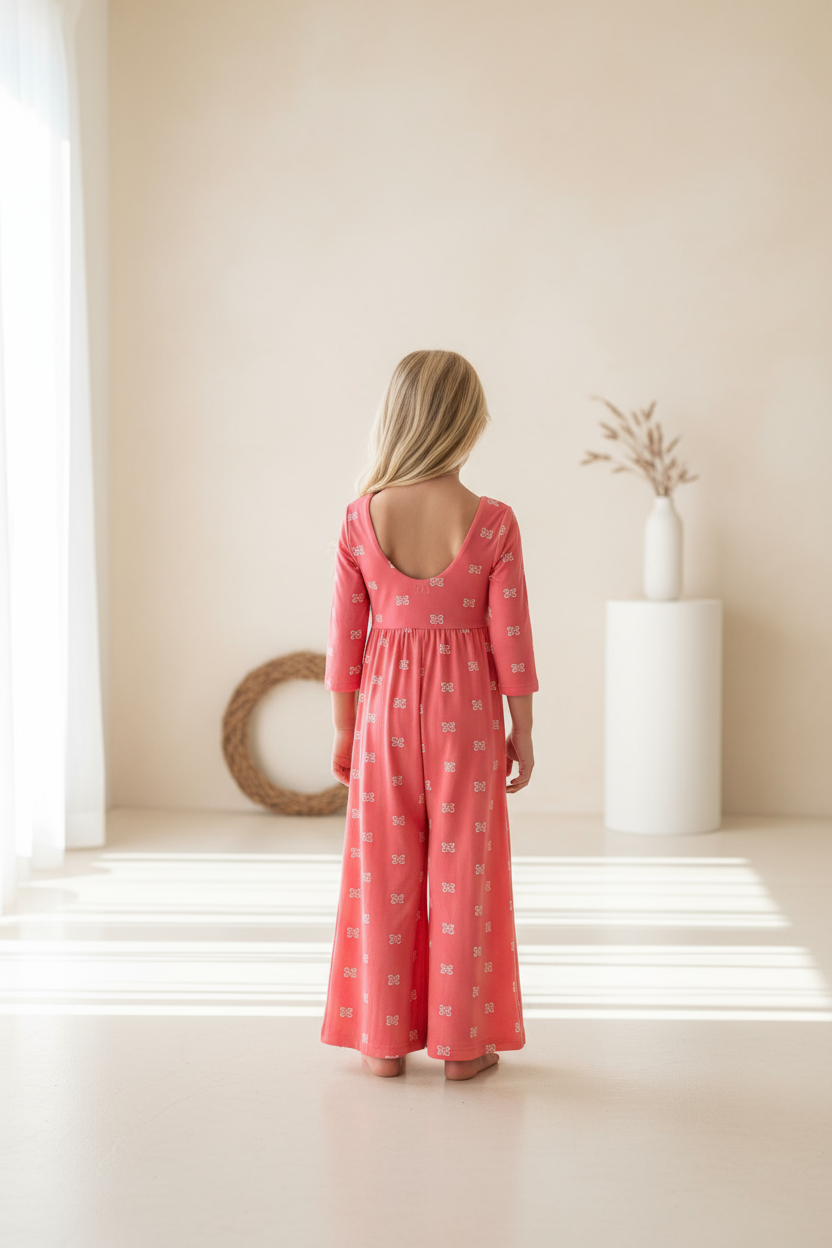 LB Girl's Romper Rita Romper (pink butterfly) FINAL SALE