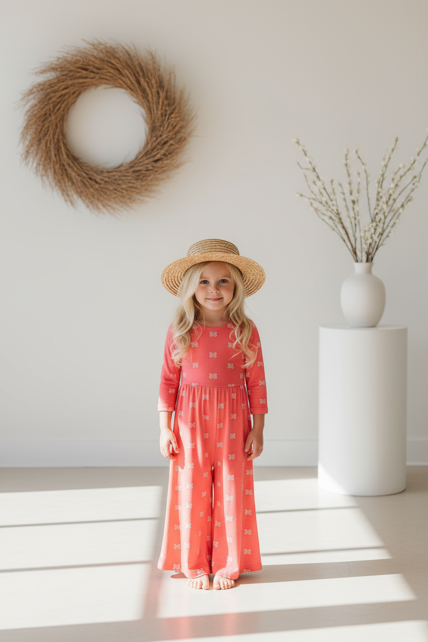 LB Girl's Romper Rita Romper (pink butterfly) FINAL SALE