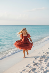 SS Girl's Dress Fawn Dress (venetian red tulle)