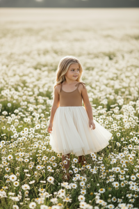 SS Girl's Dress Jodi Twirl (two-tone mocha tulle)