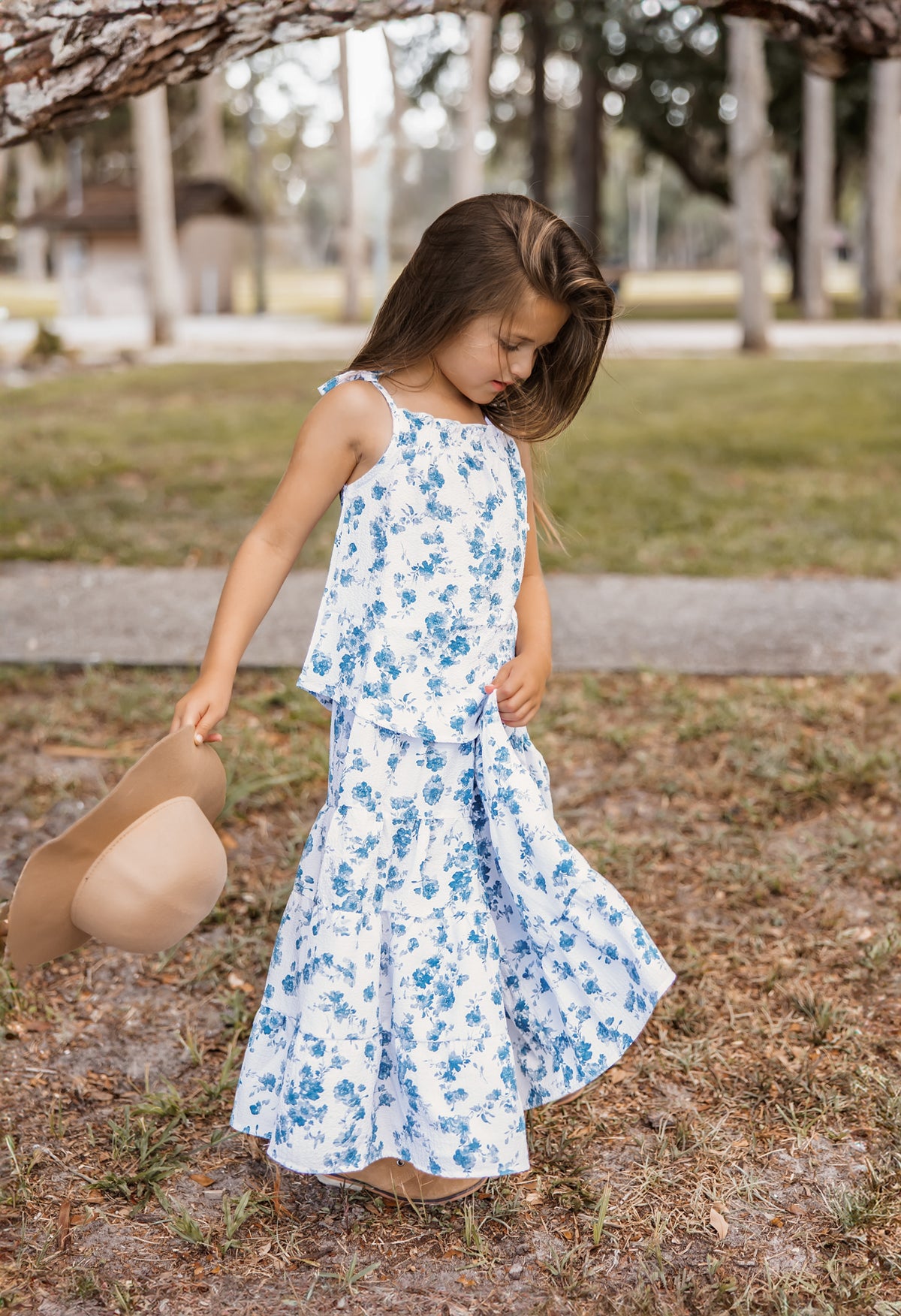 SS Girl's Top Kiera Top (sapphire floral) FINAL SALE