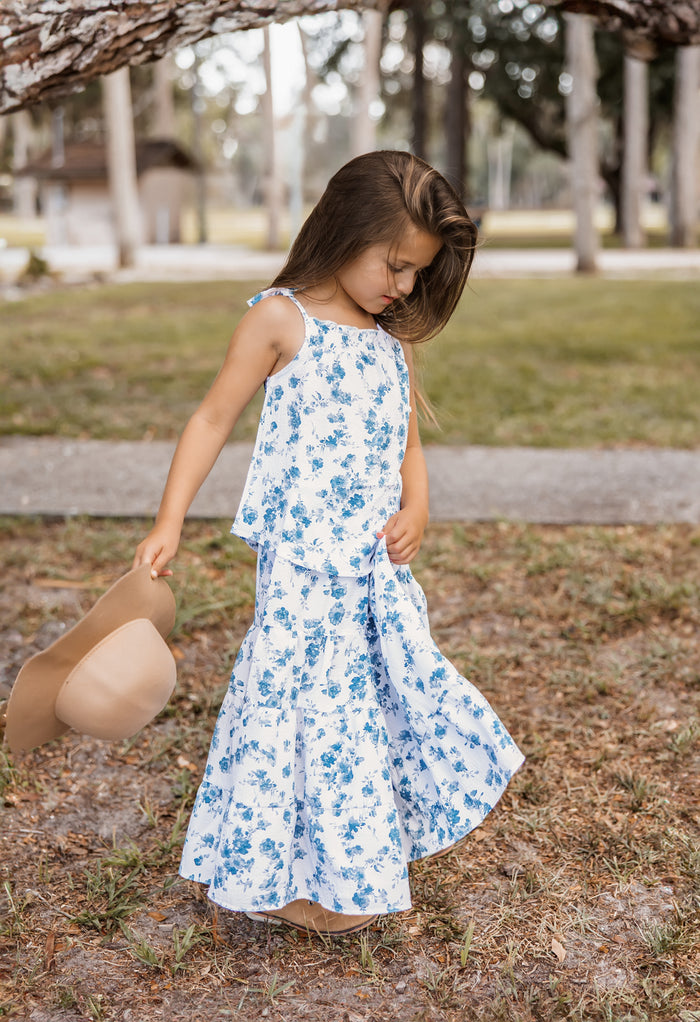 SS Girl's Top Kiera Top (sapphire floral) FINAL SALE