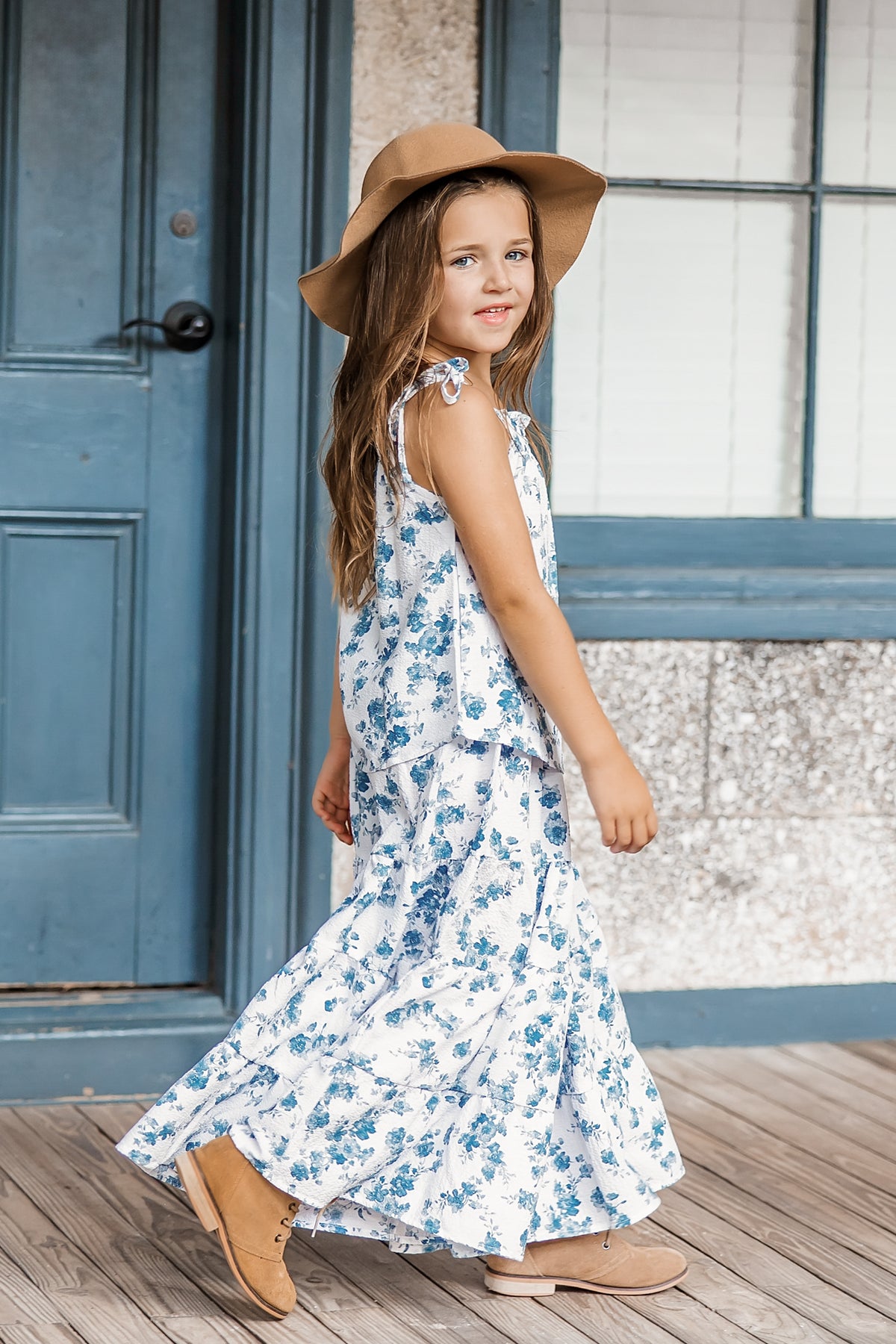 SS Girl's Top Kiera Top (sapphire floral) FINAL SALE