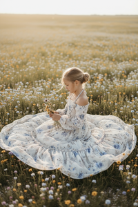 SS Girl's Dress Pippa Maxi (floral blue chiffon)