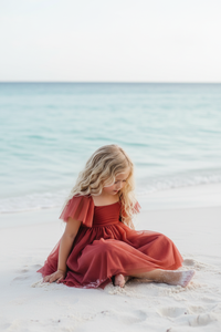 SS Girl's Dress Fawn Dress (venetian red tulle)