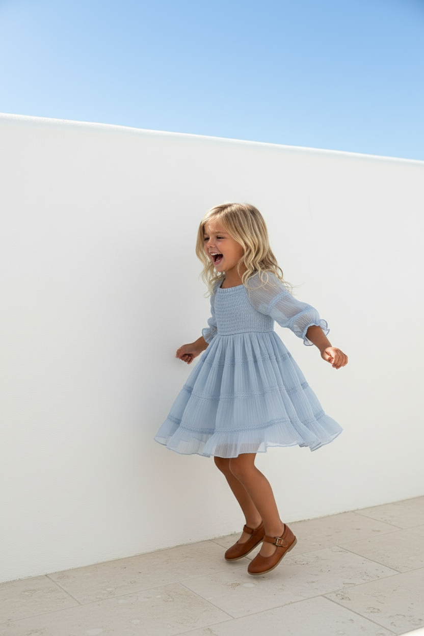 SS Girl's Dress Karina Dress (blue chiffon)