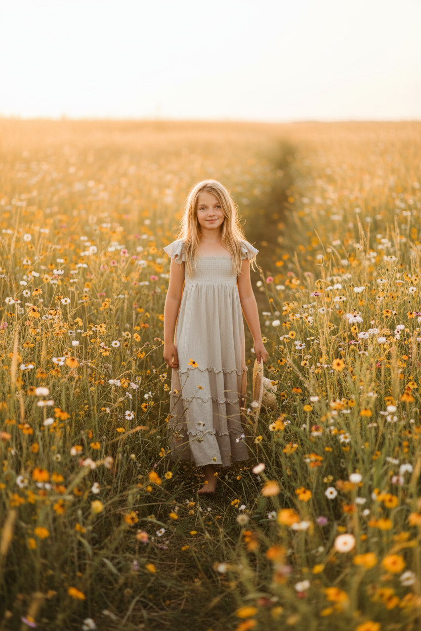 SS Girl's Dress Marabella Dress (soft gray muslin) SALE