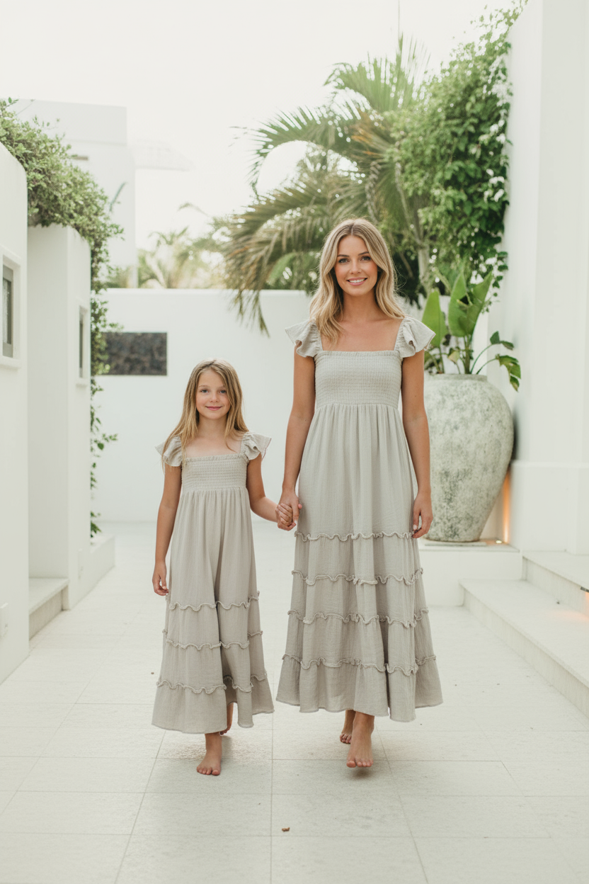 SS Girl's Dress Marabella Dress (soft gray muslin) SALE