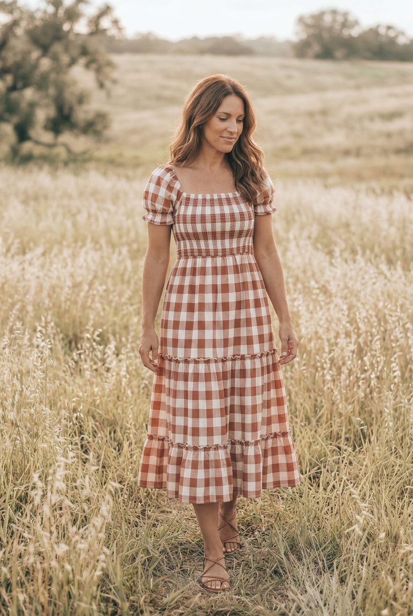 SS Women's Dress Women's Elle Dress (spice checkered)