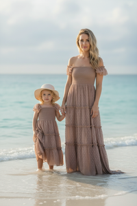 SS Girl's Dress Marabella Dress (mocha swiss dot)