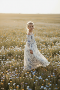 SS Girl's Dress Pippa Maxi (floral blue chiffon)