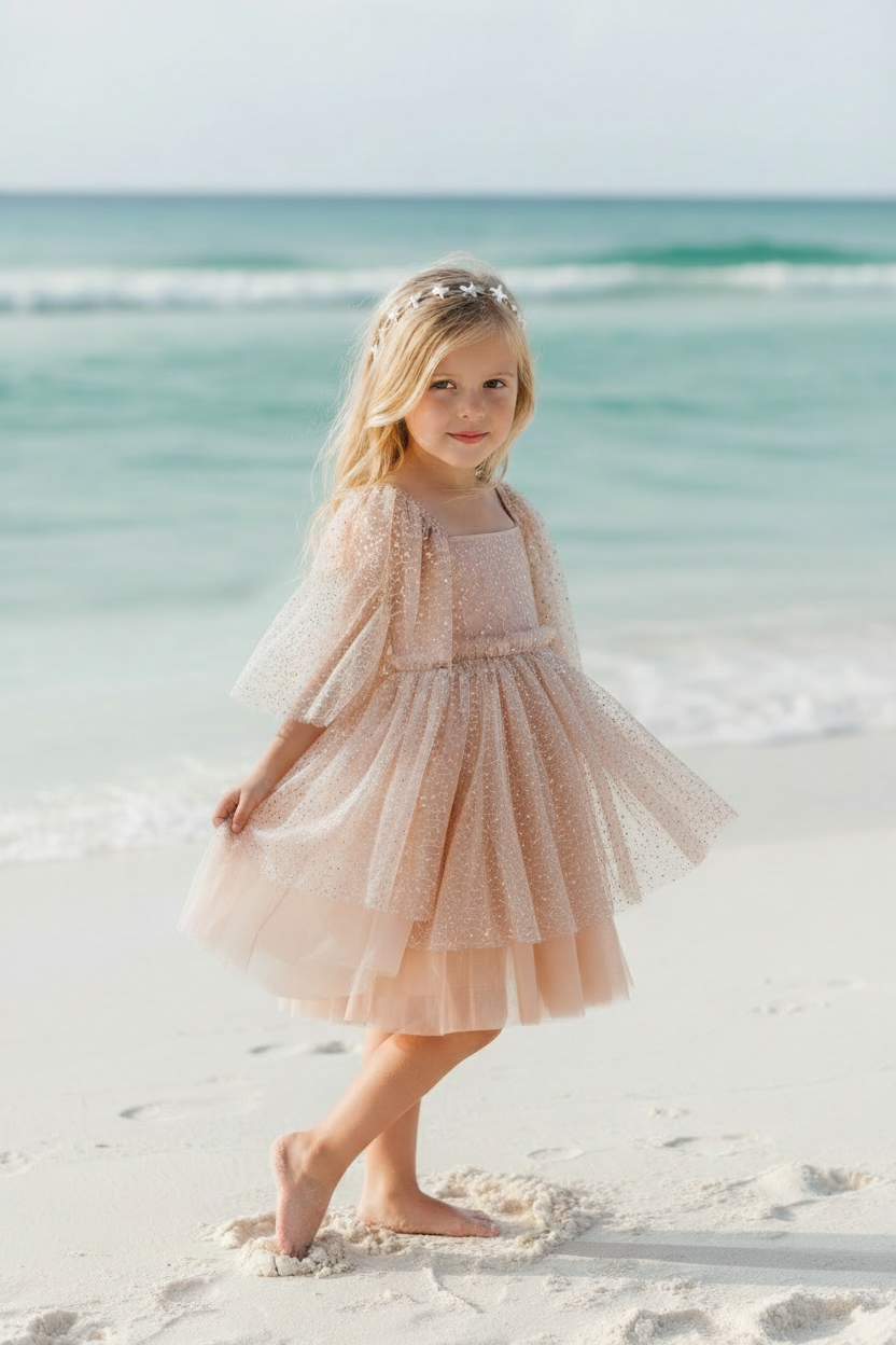 SS Girl's Dress Uma Dress (sequin pink tulle)
