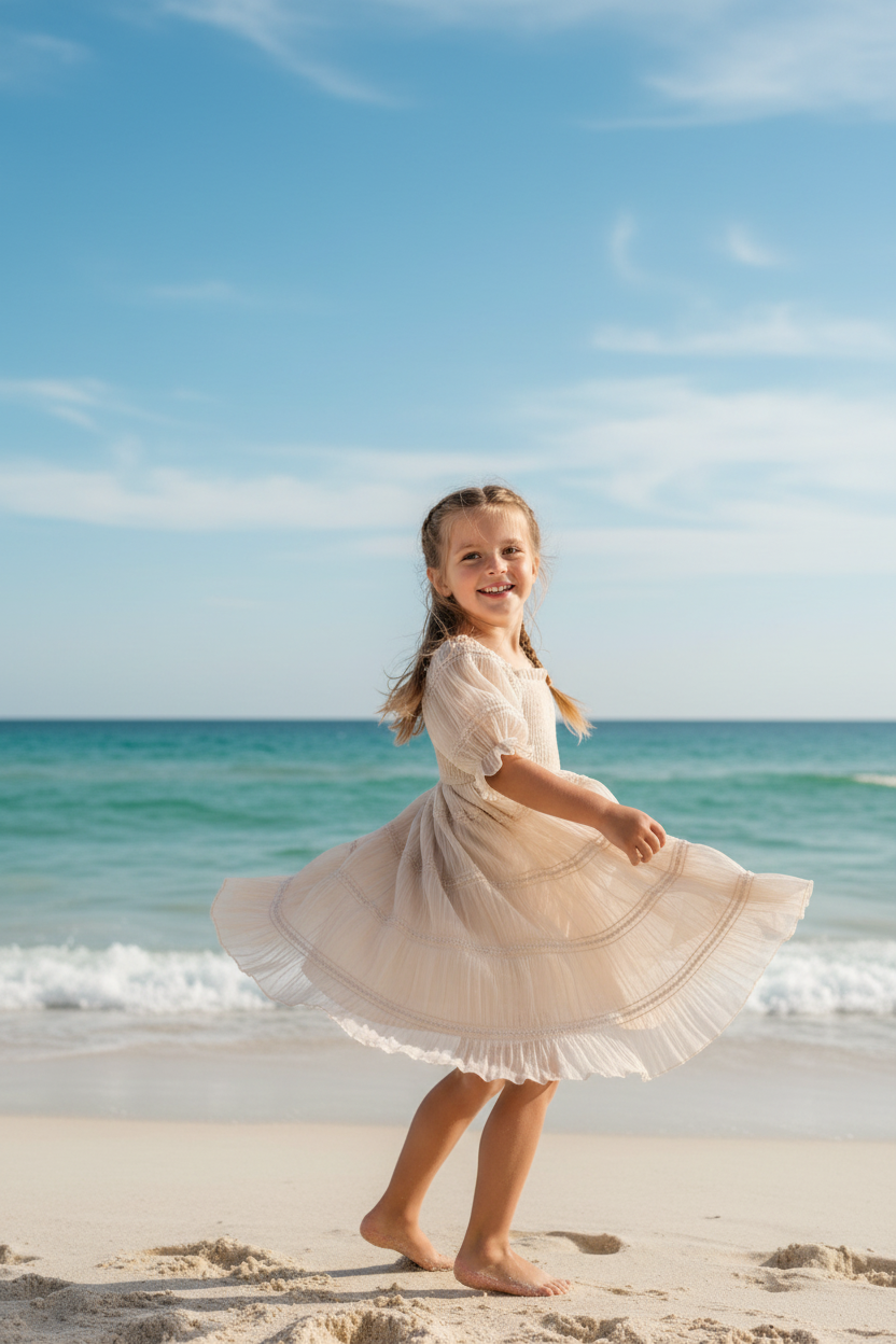 SS Girl's Dress Karina Dress (natural chiffon)