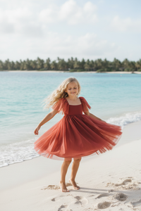 SS Girl's Dress Fawn Dress (venetian red tulle)