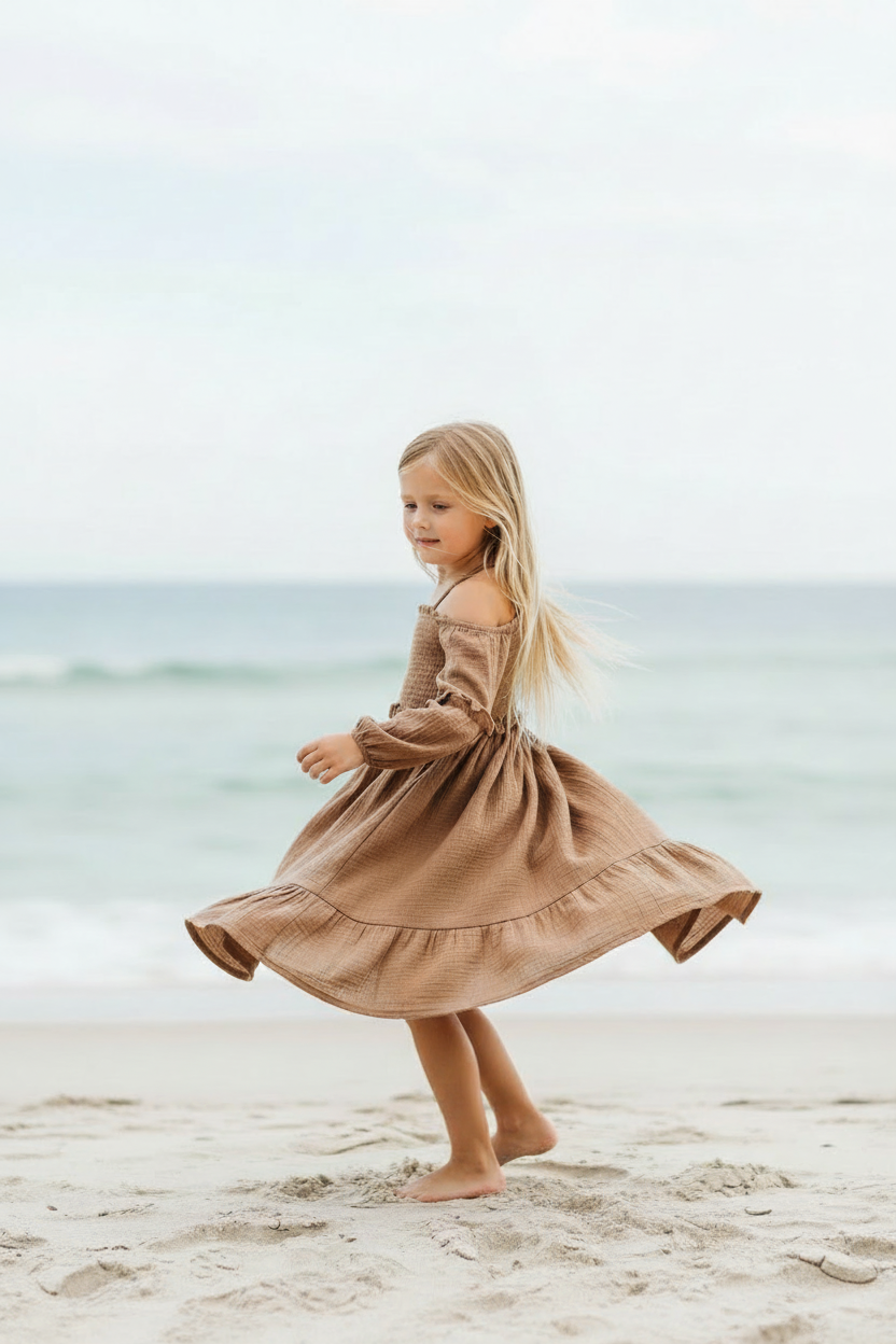 SS Girl's Dress Pippa Dress (mocha muslin)