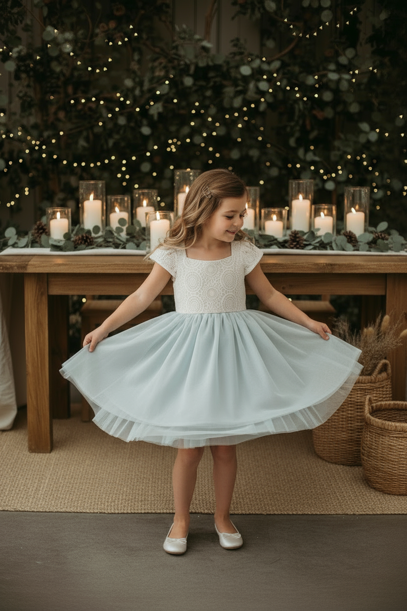 SS Girl's Dress Aria Dress (airy blue tulle)